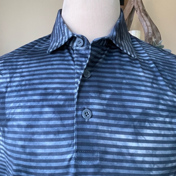 PUMA Golf Cloudspun Blue Dye Stripe Polo Performance Shirt NWOT Size MEDIUM - Picture 9 of 12